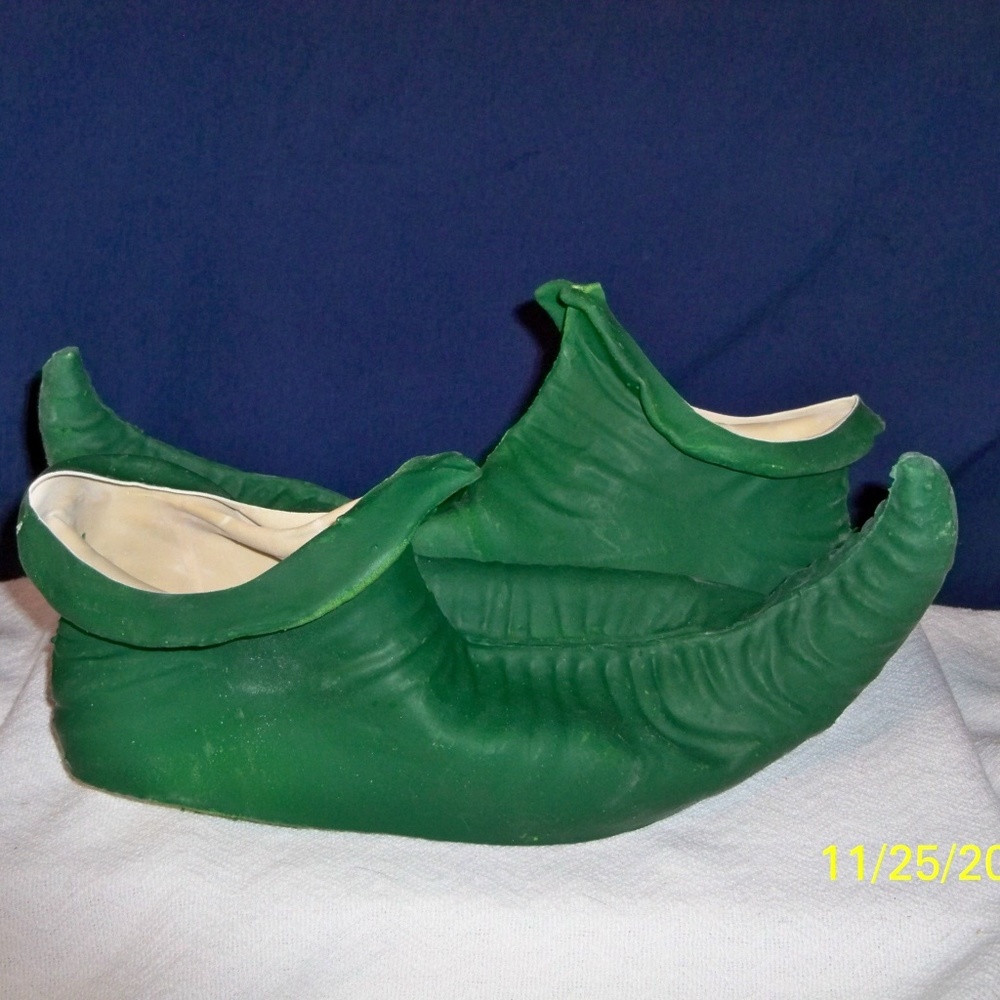 ADULT MARDI GRAS LEPRECHAUN ELF JESTER CHRISTMAS GREEN SHOES COSTUME NEW